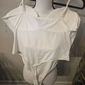 AKIRA White Bodysuit Crop Top One-Piece